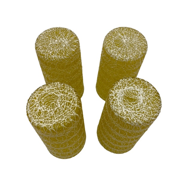 Vintage Set of 4 Spaghetti Tumblers Glasses Yellow String Tall Ice Tea Water - Picture 4 of 4